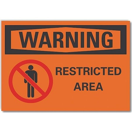 Restricted Area Warning Reflective Label, 10 In Height, 14 In Width, Reflective Sheeting, English