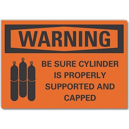 Cylinder Handling Warning Reflective Label, 10 In H, 14 In W,English, LCU6-0050-RD_14X10