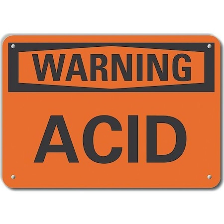 Aluminum Acid Warning Sign, 7 In Height, 10 In Width, Aluminum, Vertical Rectangle, English