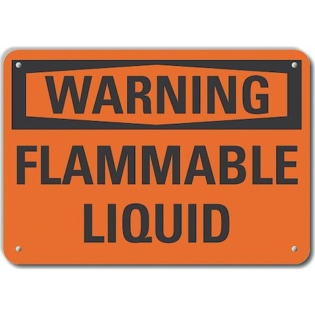 Plastic Flammable Liquid Warning Sign, 10 In Height, 14 In Width, Plastic, Horizontal Rectangle