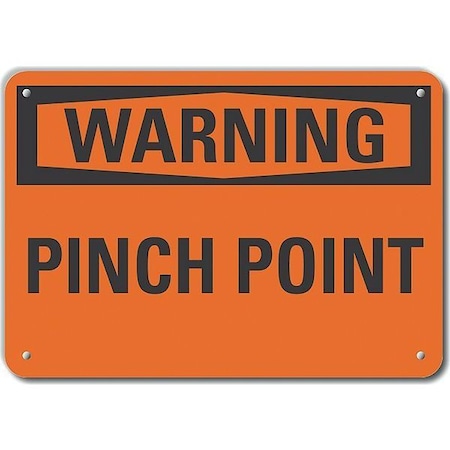 Plastic Pinch Point Warning Sign, 10 In Height, 14 In Width, Plastic, Horizontal Rectangle, English