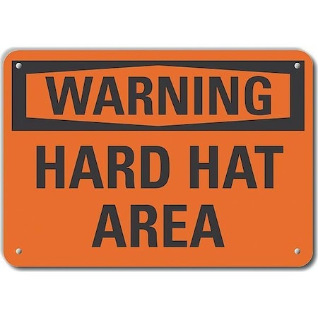 Decal, Warning Hard Hat, 14 X 10, Sign Background Color: Orange