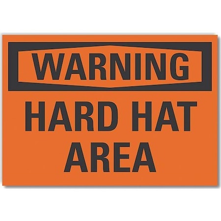 Decal, Warning Hard Hat Area, 7 X 5, Sign Legend Text Color: Black