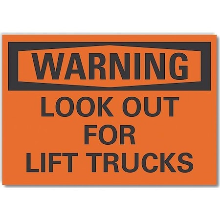 Lift Truck Traffic Warning Reflective Label, 10 In H, 14 In W, LCU6-0102-RD_14X10