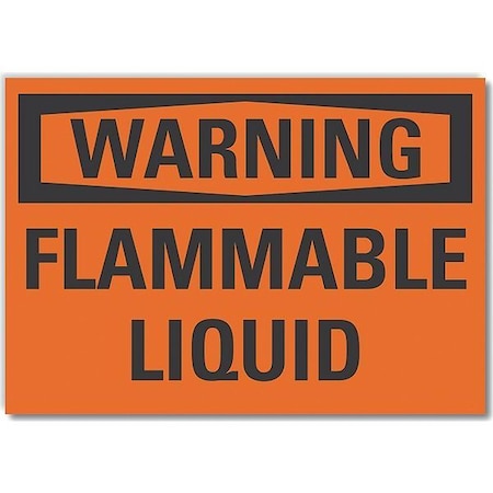 Flammable Liquid Warning Reflective Label, 5 In Height, 7 In Width, Reflective Sheeting, English