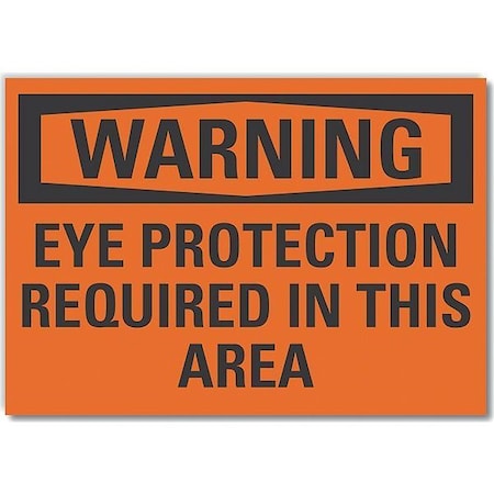 Decal, Warning Eye Protection, 14 X 10, Header Background Color: Orange