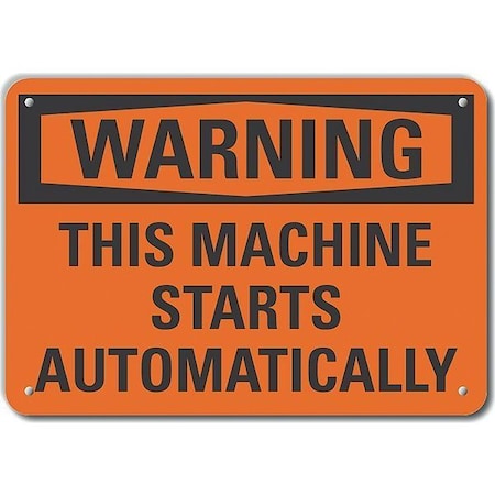 Reflective  Machine & Operation Warning Sign, 10 In Height, 14 In Width, Aluminum, English