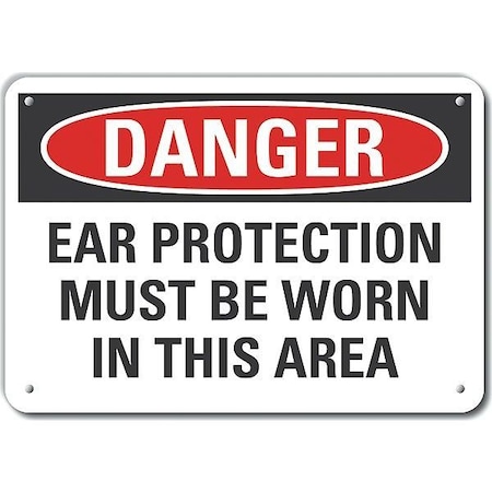 Decal, Danger Ear Protection Must, 10 X 7, Sign Legend Text Color: Black