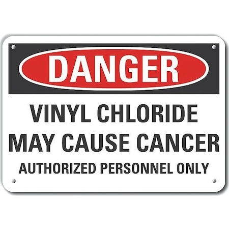 Reflective  Vinyl Chloride Danger Sign, 7 In Height, 10 In Width, Aluminum, Vertical Rectangle