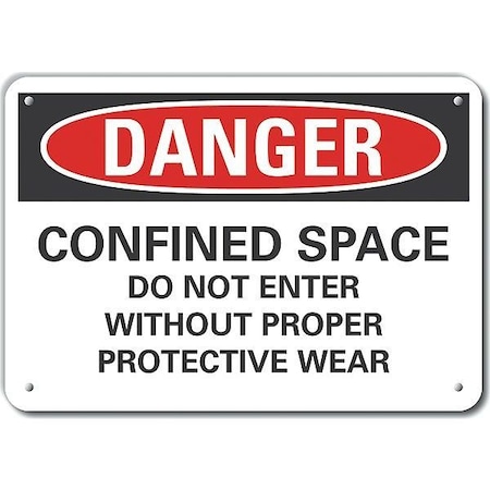 Decal, Danger Confined Space, 10 X 7, Operating Temp. Range: -30 Degrees To 200 Degrees F