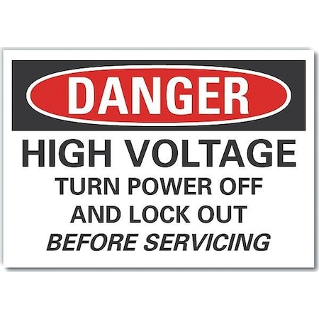 Decal, Danger High Voltage, 5 X 3.5, Header Legend Color: White