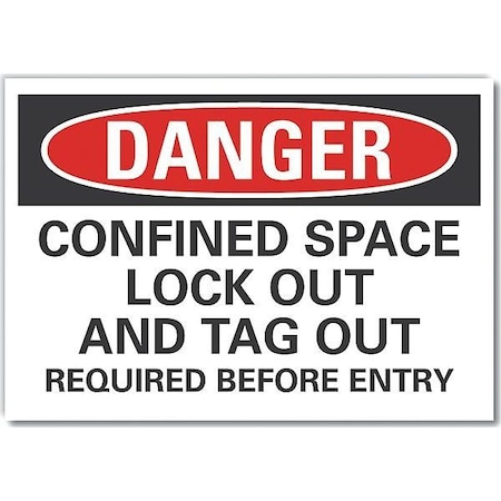 Decal,Danger Confined Space,14 X 10, LCU4-0667-RD_14X10