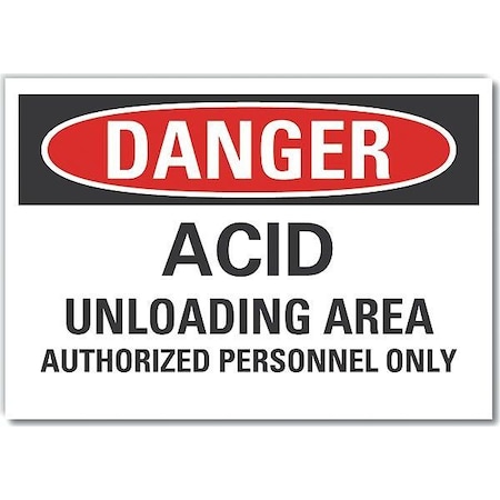 Acid Danger Label, 7 In H, 10 In W, Polyester, Vertical Rectangle, English, LCU4-0615-ND_10X7