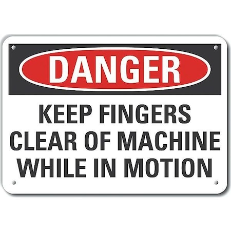Reflective  Keep Hands Clear Danger Sign, 7 In Height, 10 In Width, Aluminum, Vertical Rectangle