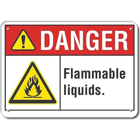 Plastic Flammable Liquid Danger Sign, 10 In Height, 14 In Width, Plastic, Horizontal Rectangle