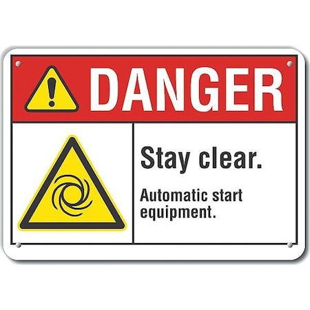 Reflective  Stay Clear Danger Sign, 10 In Height, 14 In Width, Aluminum, Horizontal Rectangle