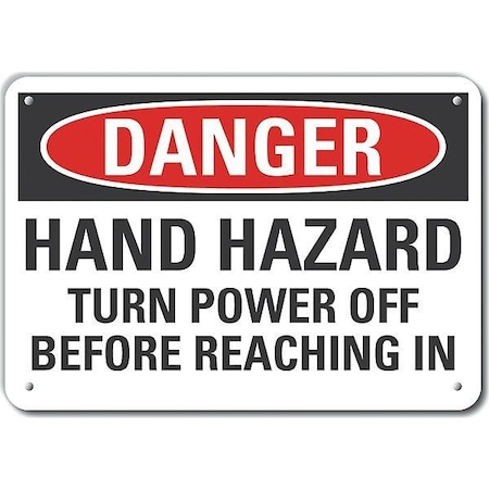 Decal, Danger Hand Hazard Turn, 14 X 10, Thickness: 0.04 In