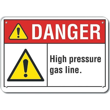 Plastic High Pressure Danger Sign, 7 In Height, 10 In Width, Plastic, Vertical Rectangle, English