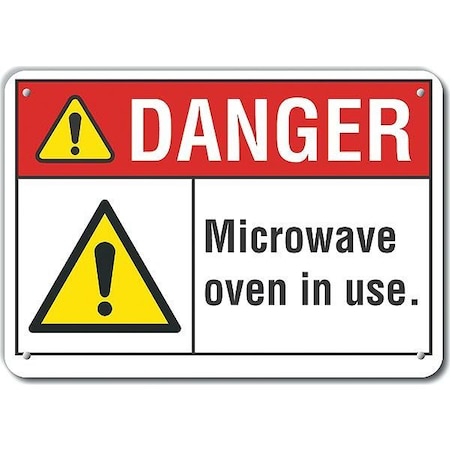 Reflective  Microwave Danger Sign, 10 In Height, 14 In Width, Aluminum, Horizontal Rectangle