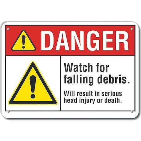 Danger Sign, 10 In H, 14 In W, Aluminum, Horizontal Rectangle, English, LCU4-0068-RA_14X10