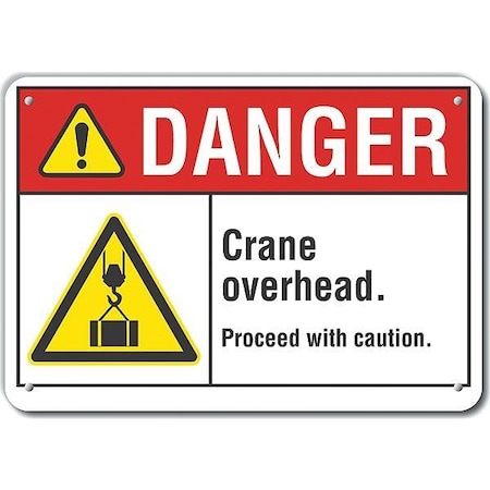 Danger Sign, 10 In Height, 14 In Width, Aluminum, Horizontal Rectangle, English