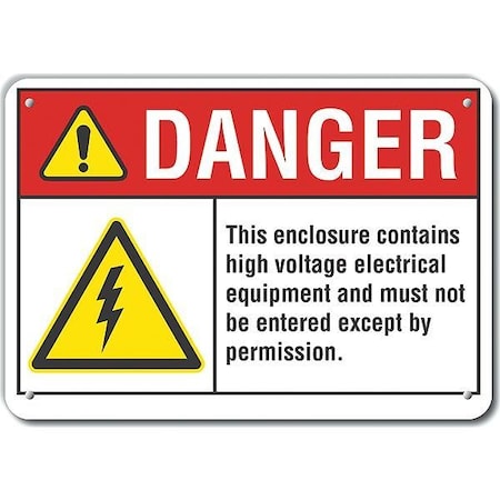 Decal, Danger This Enclosure, 14x10, Sign Background Color: White