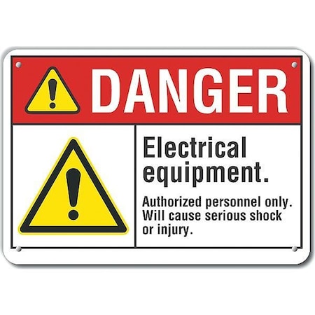 Decal, Danger Electrical, Plastic, 14x10, Header Background Color: Red, Yellow