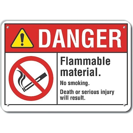 Aluminum Flammable Material Danger Sign, 7 H, 10 W,  Vertical Rectangle, LCU4-0125-NA_10X7