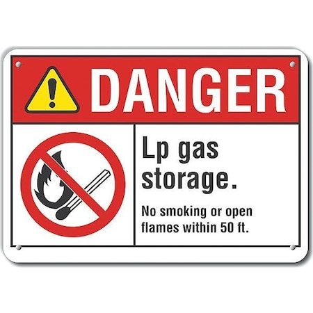 Reflective No Smoking Danger Sign, 10 H, 14 In W,  Horizontal Rectangle, LCU4-0135-RA_14X10