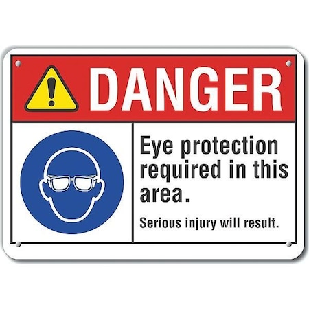 Alum Danger Eye Protection, 10x7, Height: 7 In