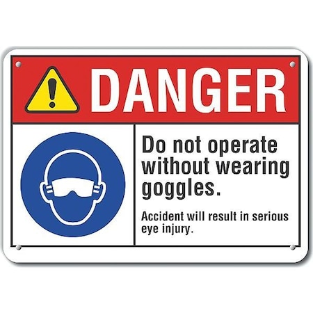 Plastic Sulfuric Acid Danger Sign, 7 In Height, 10 In Width, Plastic, Vertical Rectangle, English