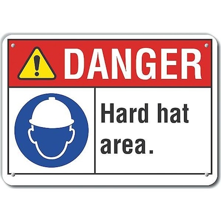 Reflalum Danger Hard Hat Area, 10x7, Header Legend Color: Black