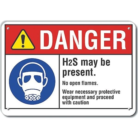 Decal,Plastic,Danger H()2S May Be,14x10
