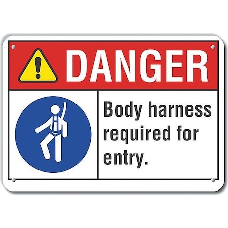 Decal, Plastic, Danger Body Harness, 14x10, Printed Language: English