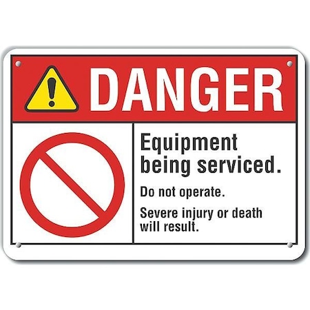 Alum Danger Equipment Being, 10x7, Sign Legend Text Color: Black, LCU4-0105-NA_10X7