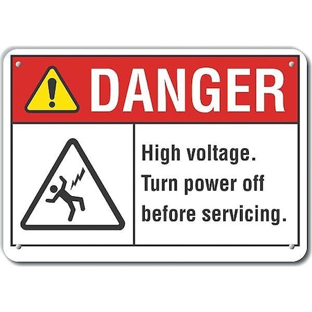 Alum Danger High Voltage Turn, 10x7, Sign Legend Color: Black