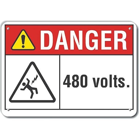 Decal,Plastic,Danger 480 Volts,10 X 7