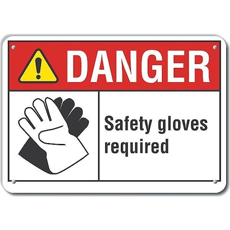 Reflective  Hand  Danger Sign, 7 In Height, 10 In Width, Aluminum, Vertical Rectangle, English