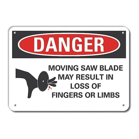 Reflective  Moving Machinery Danger Sign, 10 In Height, 14 In Width, Aluminum, Horizontal Rectangle