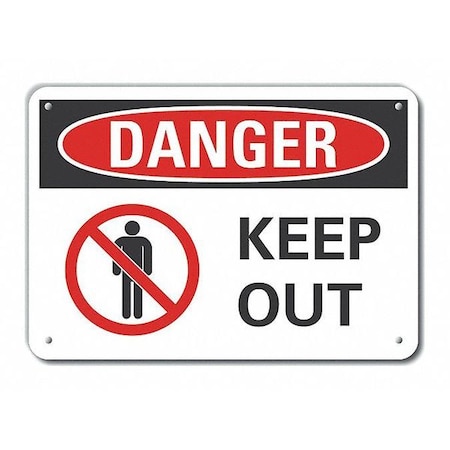 Decal,Plastic,Danger Keep Out,10 X 7