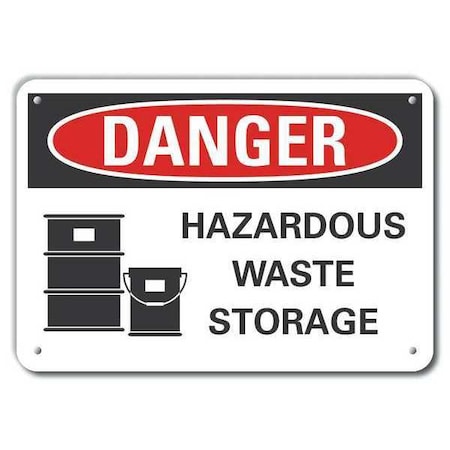Plastic Hazardous Waste Danger Sign, 7 In H, 10 In W, Vertical Rectangle, LCU4-0213-NP_10X7