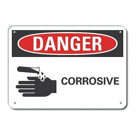 Alum Danger Corrosive, 10x7, Sign Legend Text Color: Black, LCU4-0216-NA_10X7