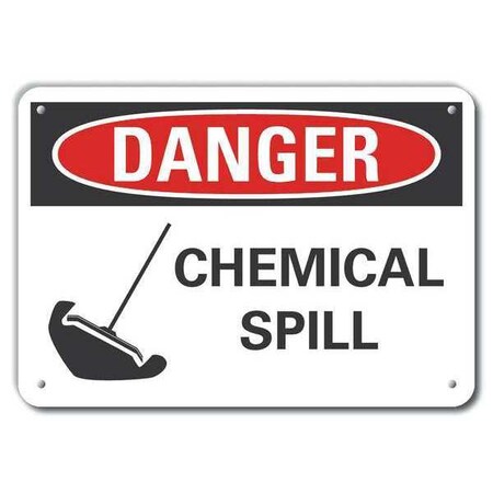 Aluminum Chemicals Danger Sign, 7 In H, 10 In W, Vertical Rectangle,    LCU4-0224-NA_10X7