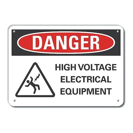 Alum Danger High Voltage, 10x7, Sign Legend Text Color: Black