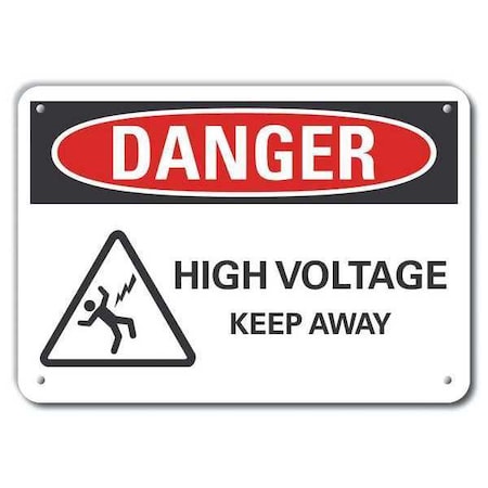 Alum Danger High Voltage Keep, 14x10, Sign Background Color: White