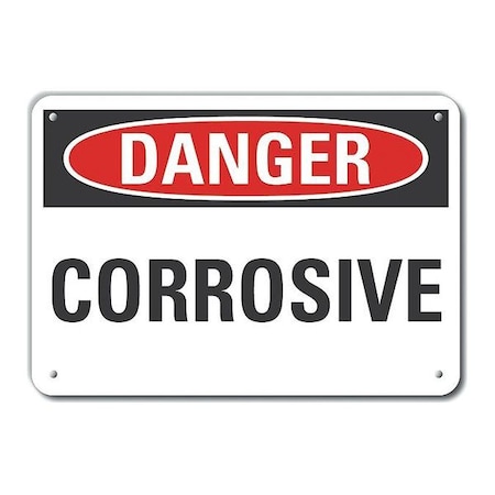 Aluminum Corrosive Materials Danger Sign, 7 In H, 10 In W, Vertical Rectangle, LCU4-0326-NA_10X7
