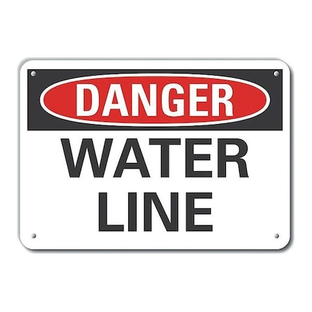 Refl Alum Danger Water Line,10x7, LCU4-0334-RA_10X7