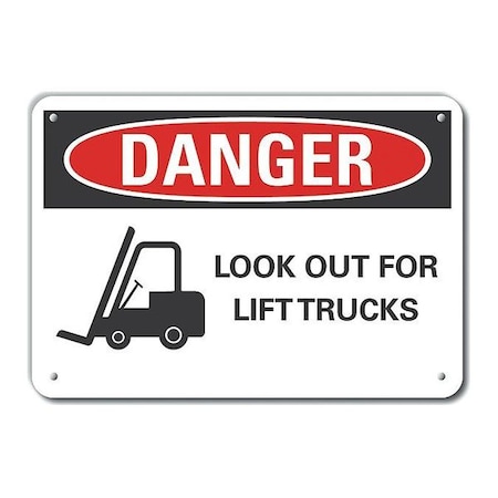 Aluminum Lift Truck Traffic Danger Sign, 7 In H, 10 In W, Vertical Rectangle, LCU4-0291-NA_10X7