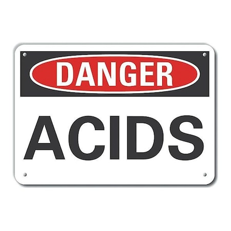 Reflective Acid Danger Sign, 10 In H, 14 In W, Horizontal Rectangle, English, LCU4-0299-RA_14X10