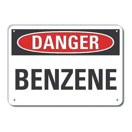 Aluminum Benzene Danger Sign, 10 In Height, 14 In Width, Aluminum, Horizontal Rectangle, English